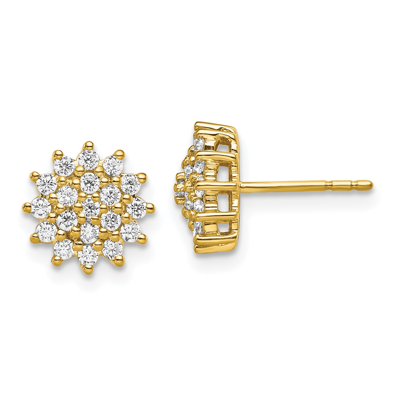 14k 1/2 carat Lab Grown Diamond VS/SI+ G+ Complete Cluster Post Earrings Main image