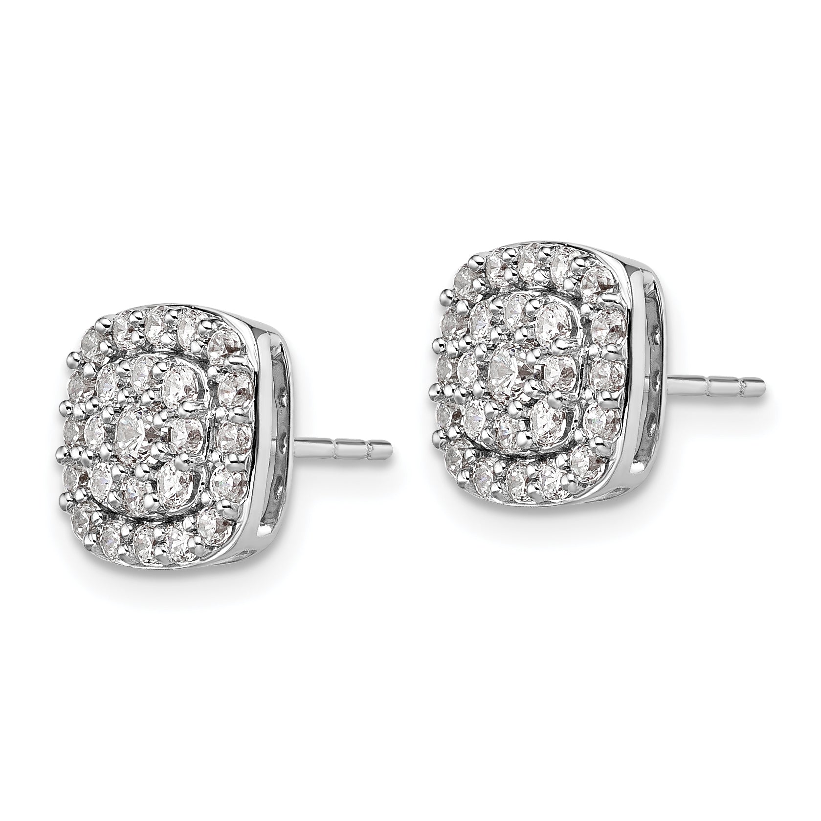 14k White Gold 7/8 carat Lab Grown Diamond VS/SI+ G+ Complete Square Halo Post Earrings
