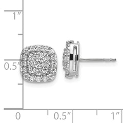 14k White Gold 7/8 carat Lab Grown Diamond VS/SI+ G+ Complete Square Halo Post Earrings