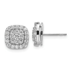 14k White Gold 7/8 carat Lab Grown Diamond VS/SI+ G+ Complete Square Halo Post Earrings