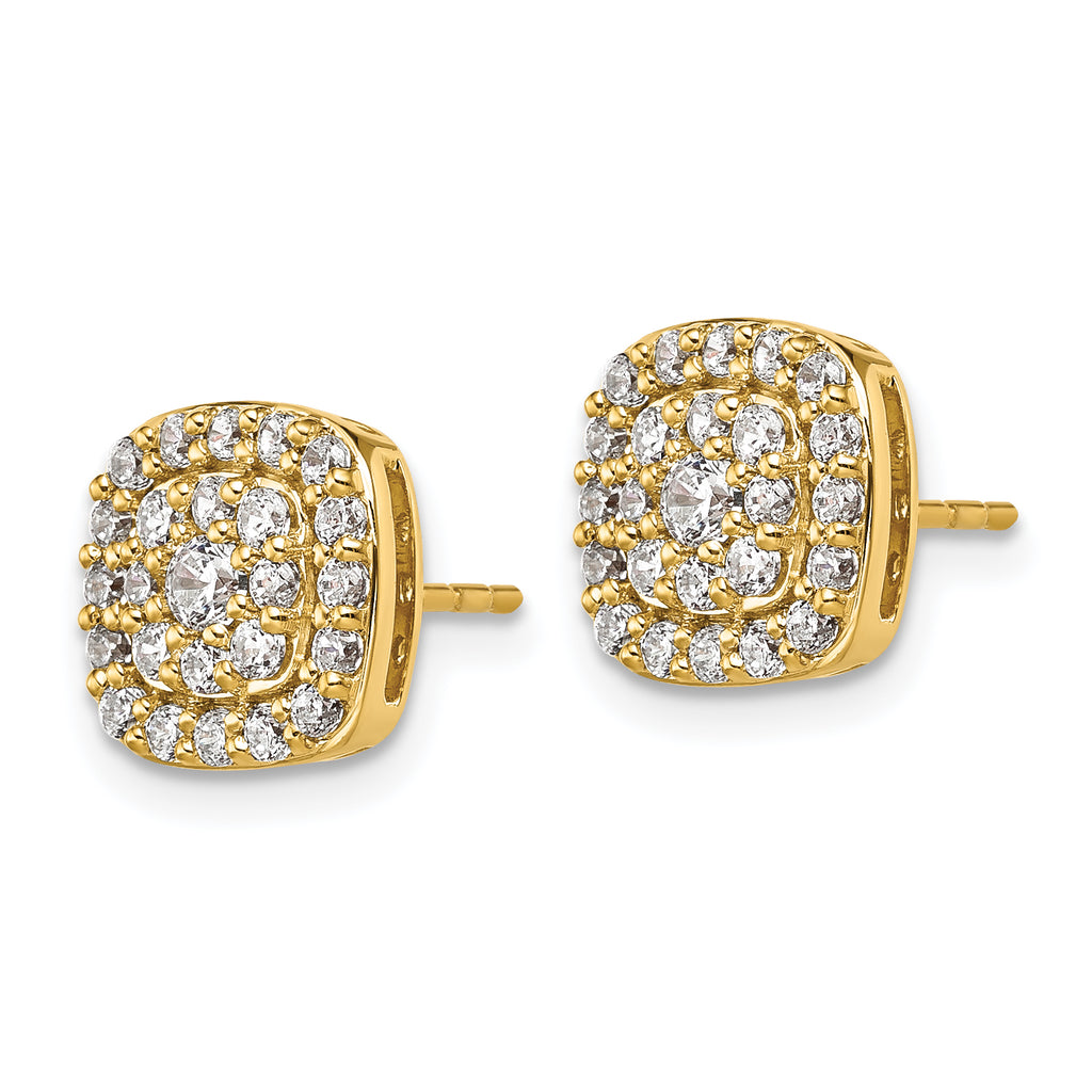 14k 7/8 carat Lab Grown Diamond VS/SI+ G+ Complete Square Halo Post Earrings