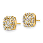 14k 7/8 carat Lab Grown Diamond VS/SI+ G+ Complete Square Halo Post Earrings