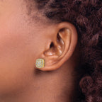 14k 7/8 carat Lab Grown Diamond VS/SI+ G+ Complete Square Halo Post Earrings