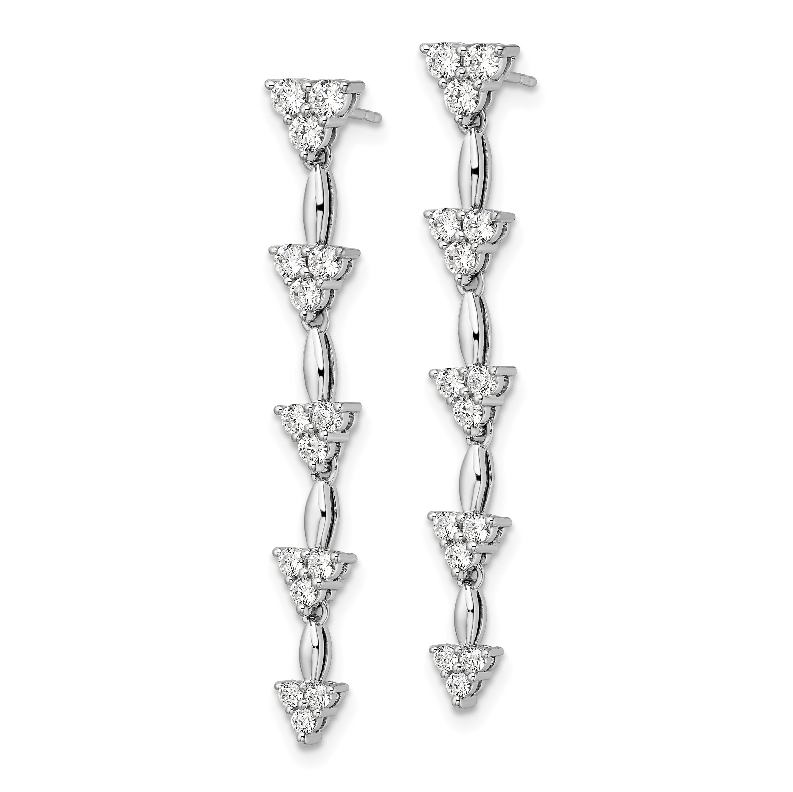 14k White Gold 1 carat Lab Grown Diamond VS/SI+ G+ Complete Marquise Dangle Cluster Post Earrings
