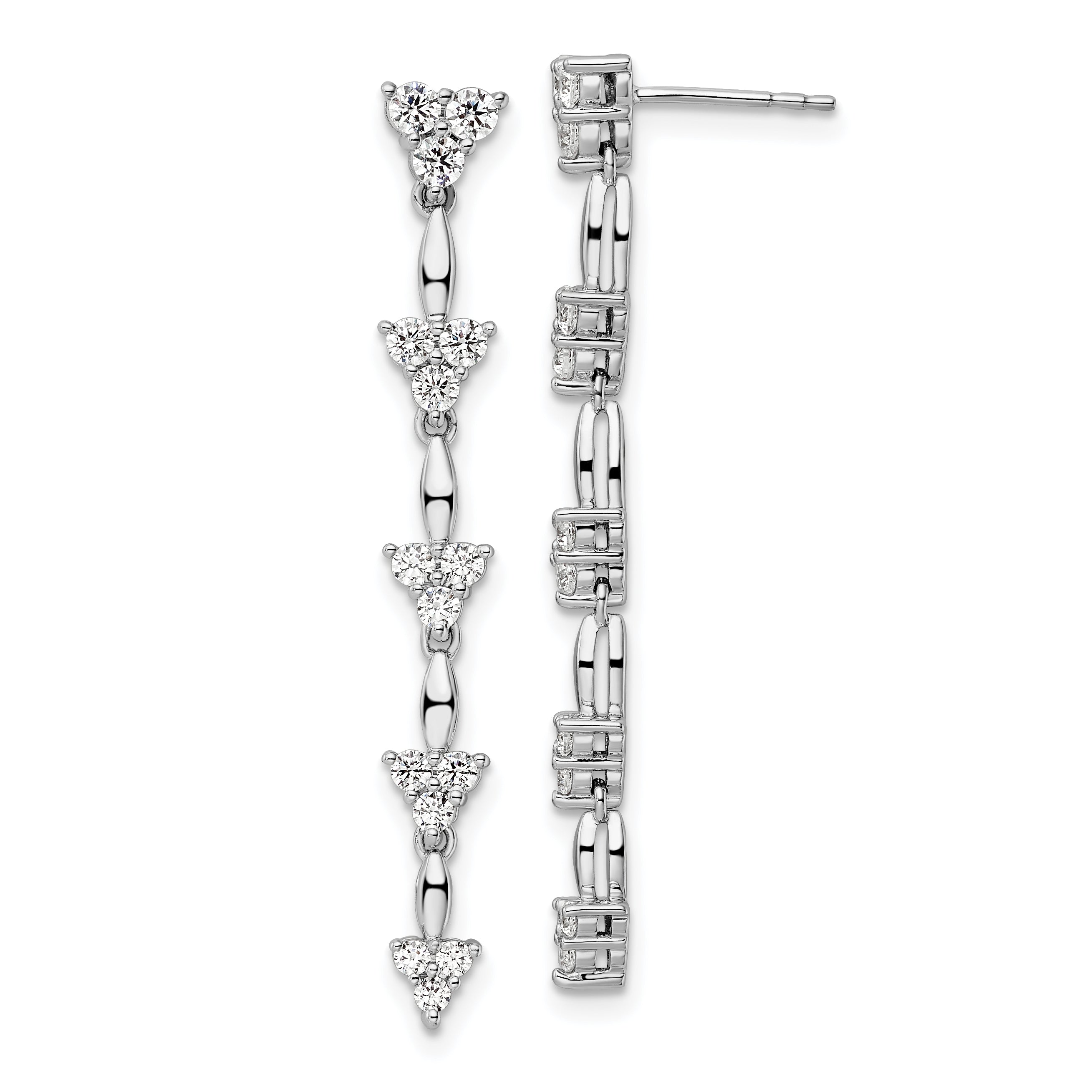 14k White Gold 1 carat Lab Grown Diamond VS/SI+ G+ Complete Marquise Dangle Cluster Post Earrings