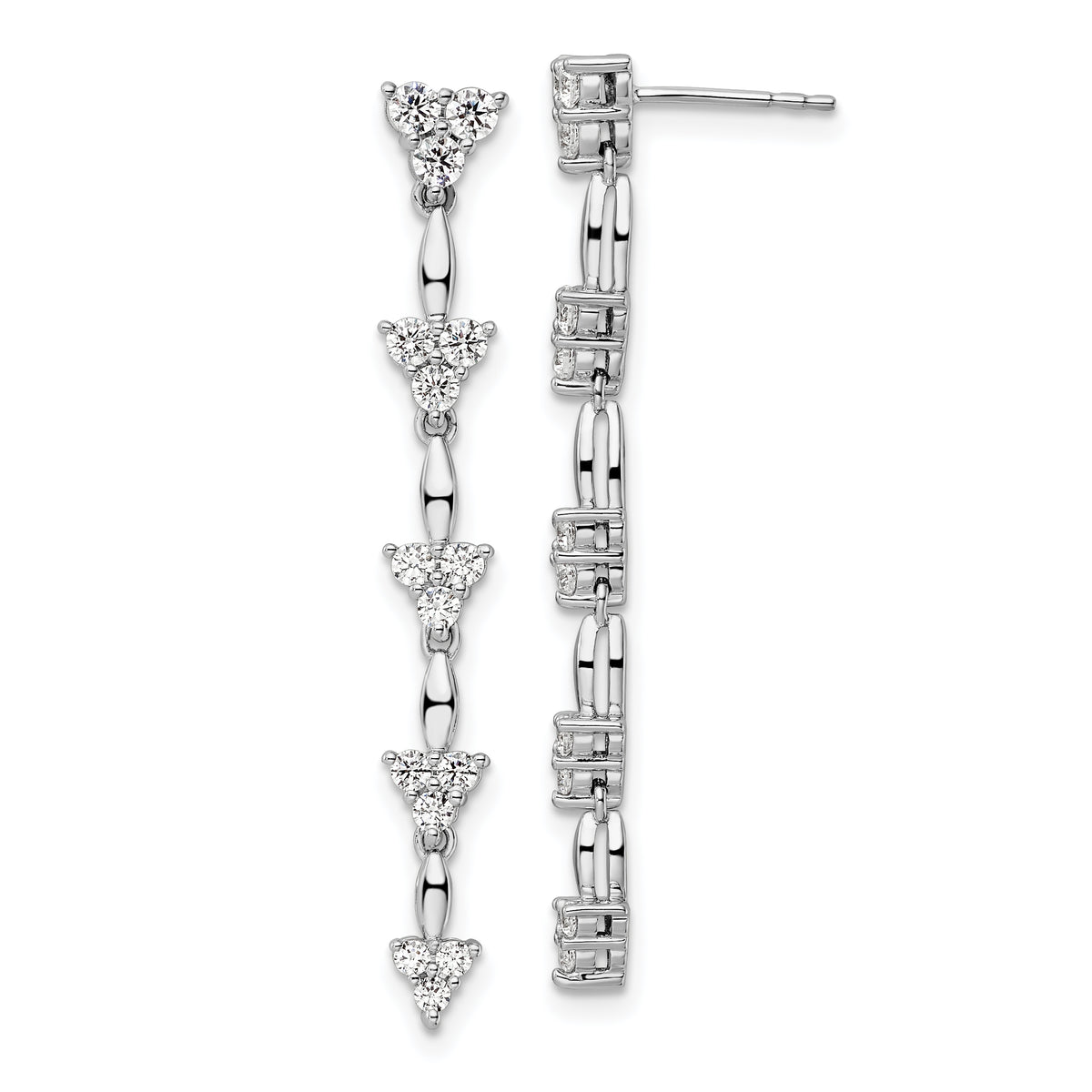 14k White Gold 1 carat Lab Grown Diamond VS/SI+ G+ Complete Marquise Dangle Cluster Post Earrings