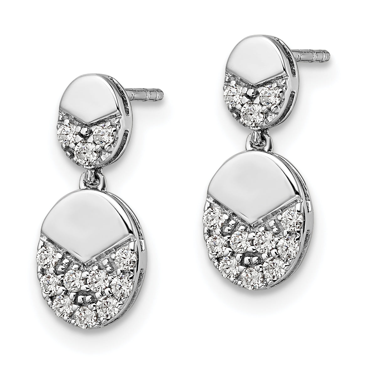 14k White Gold 1/4 carat Lab Grown Diamond VS/SI+ G+ Dangle Post Earrings