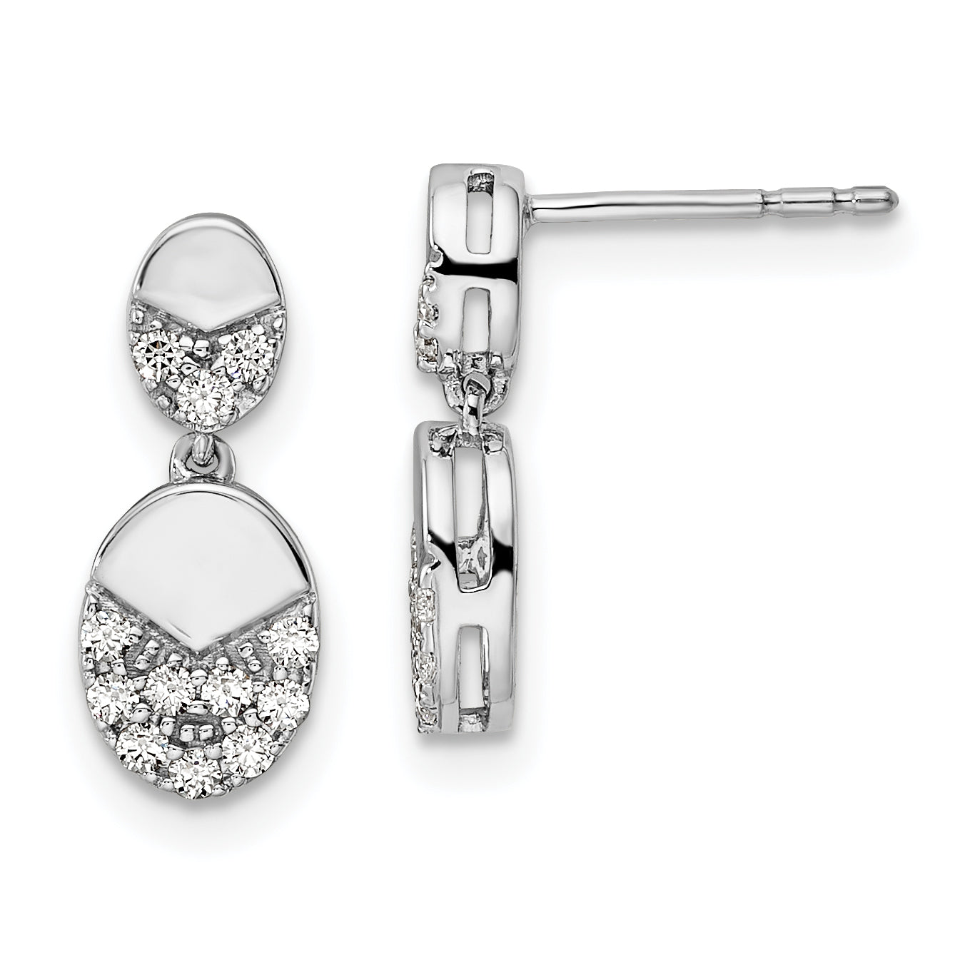 14k White Gold 1/4 carat Lab Grown Diamond VS/SI+ G+ Dangle Post Earrings Main image