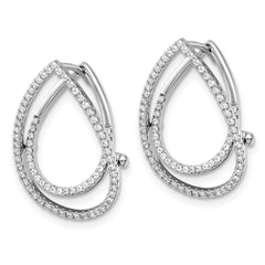 14K White Gold Lab Grown VS/SI+ G+ Dia Teardrop Fashion Hinged Earrings
