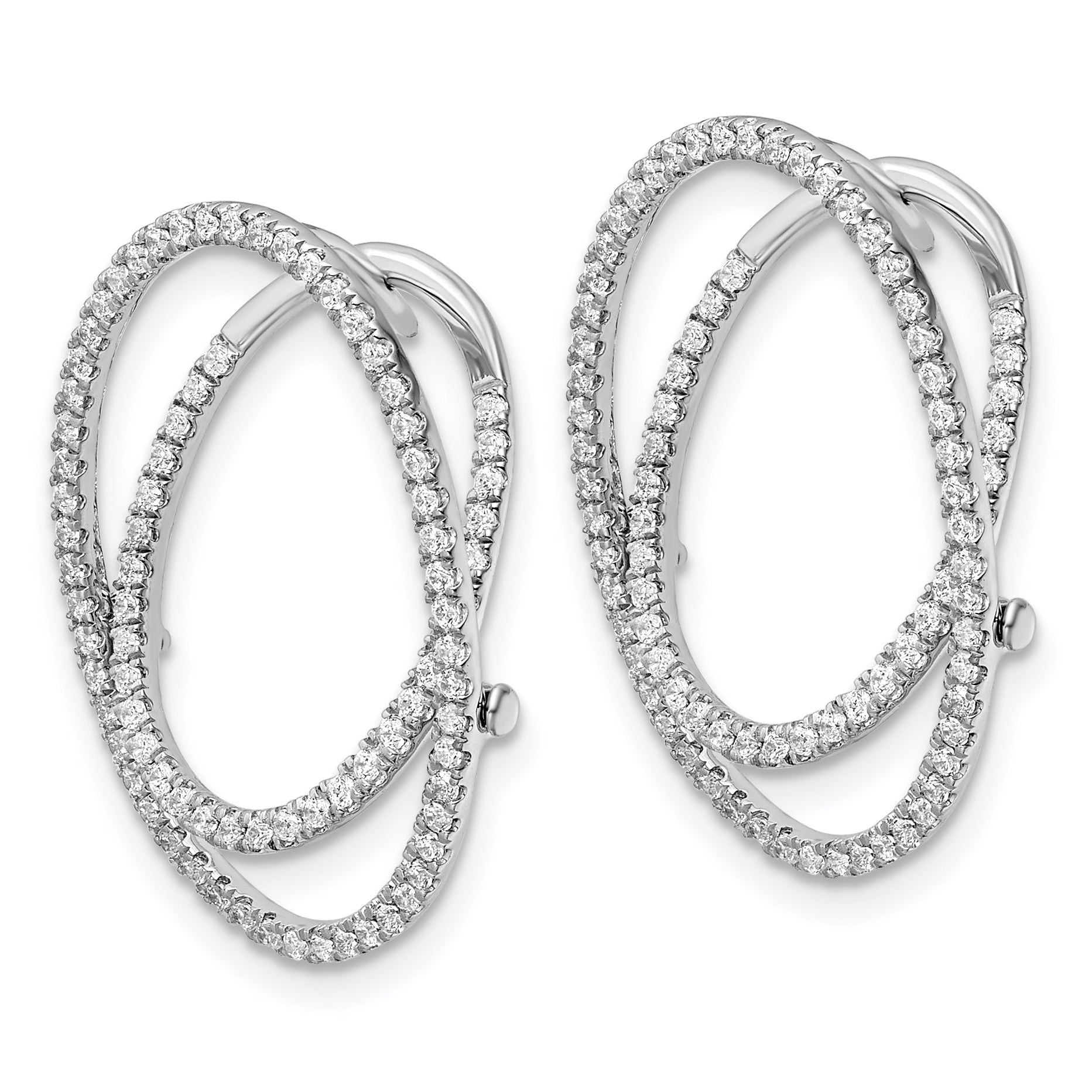 14K White Gold Lab Grown VS/SI+ G+ Dia Oval Fashion Hinged Earrings
