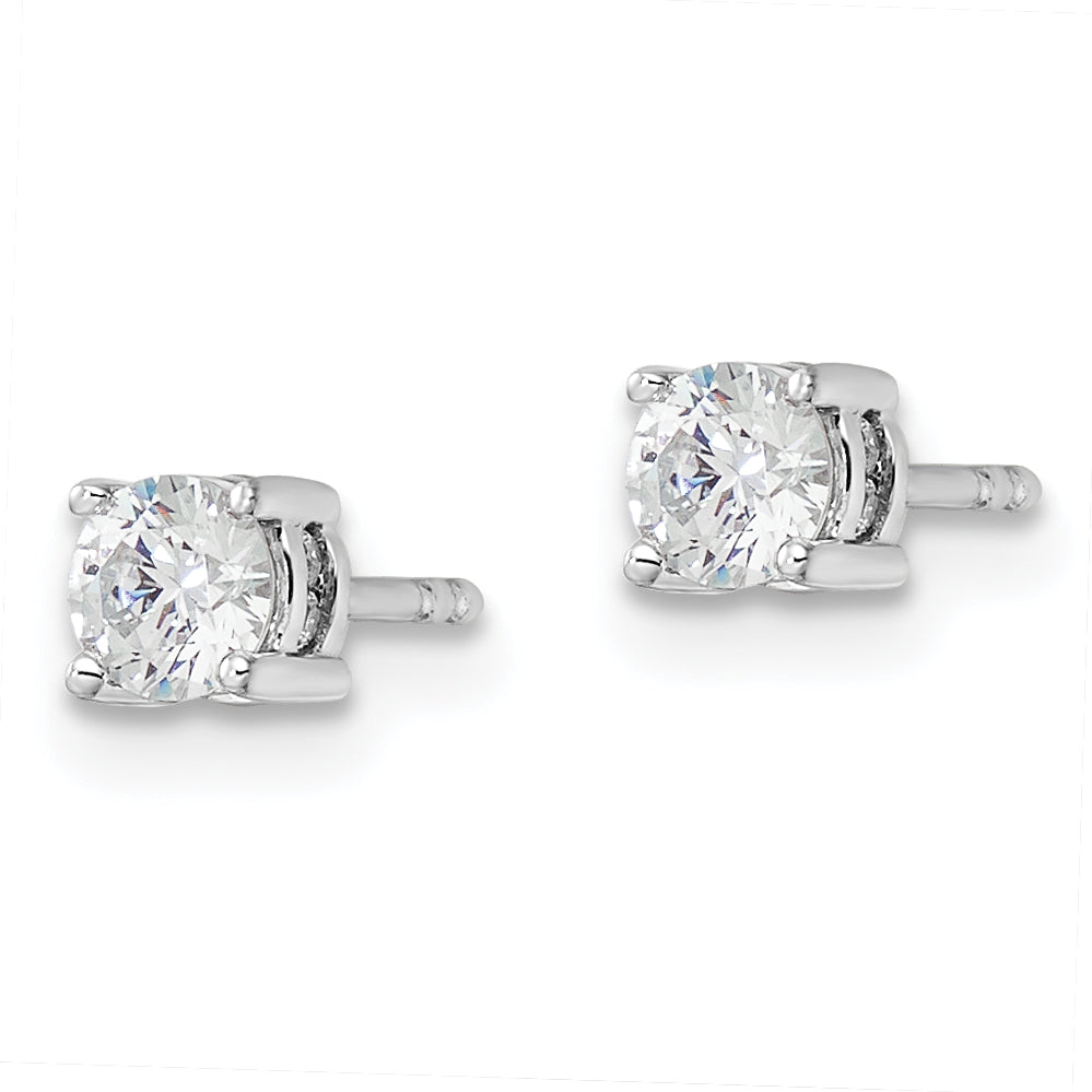 14k White Gold 1/2 carat Lab Grown Diamond VS/SI+ G+ Complete Stud Post Earrings Secondary image