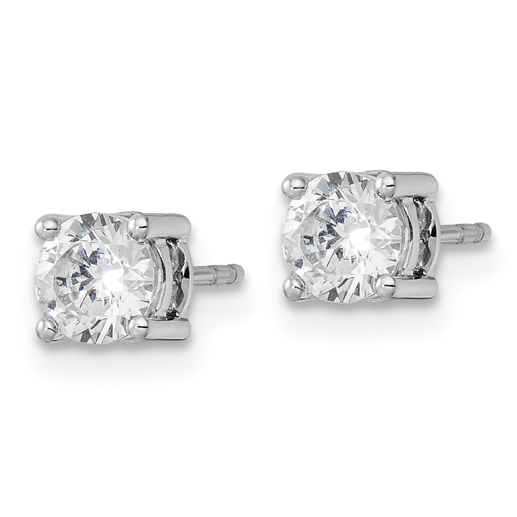 14k White Gold 1 carat Lab Grown Diamond VS/SI+ G+ Complete Stud Post Earrings Secondary image