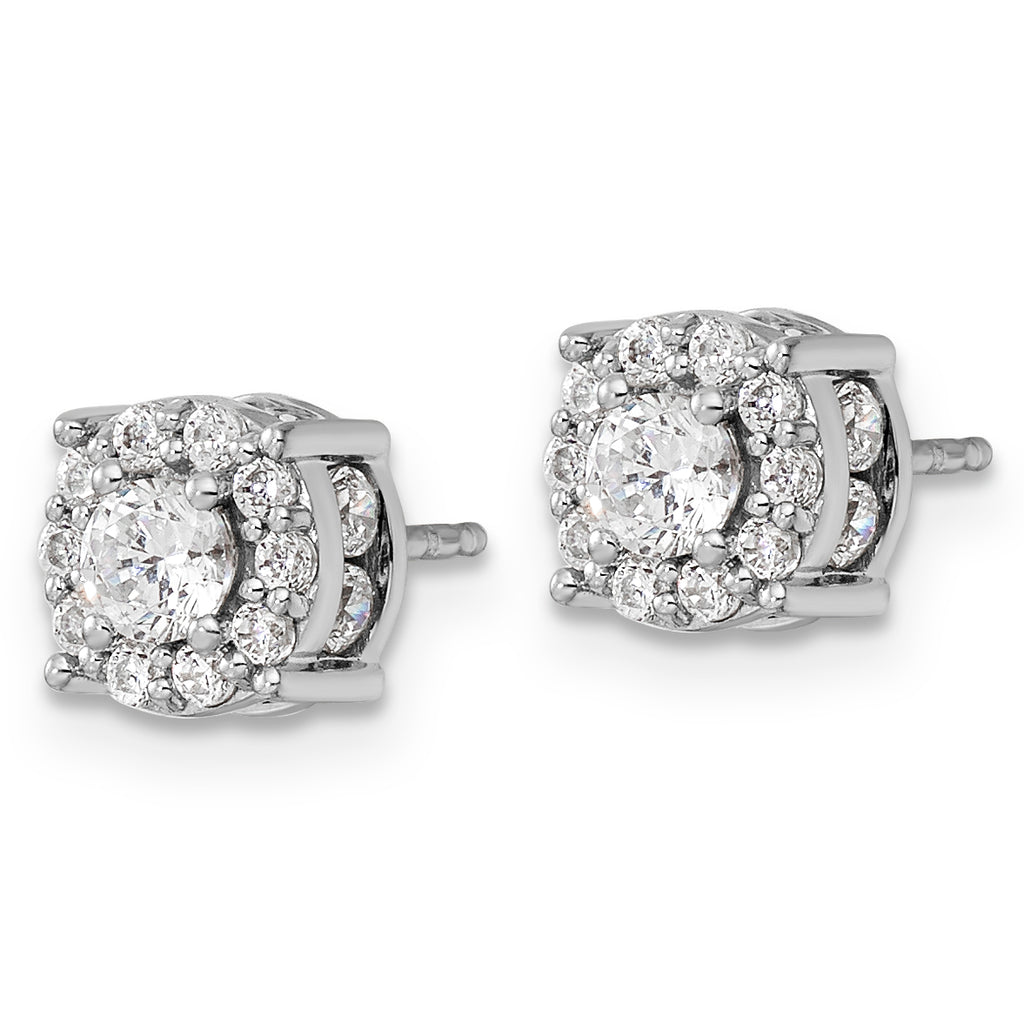 Round Lab-Grown Diamond Halo Stud Earrings in 14K White Gold (1 ct. tw.) - Sophia Jewelers