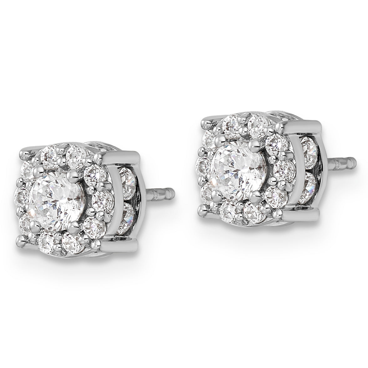 Round Lab-Grown Diamond Halo Stud Earrings in 14K White Gold (1 ct. tw.) - Sophia Jewelers