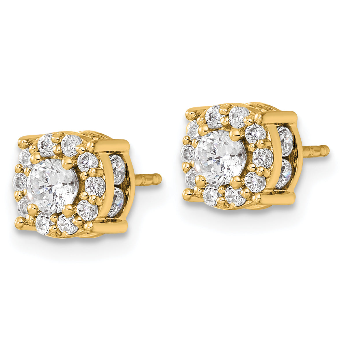 14K Yellow Gold 1 ct Lab-Created Diamond VS/SI+ G+ Halo Earrings Secondary image