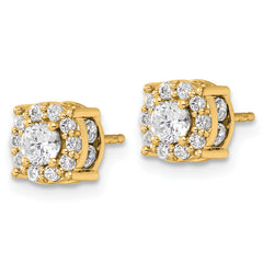14K Yellow Gold 1 ct Lab-Created Diamond VS/SI+ G+ Halo Earrings
