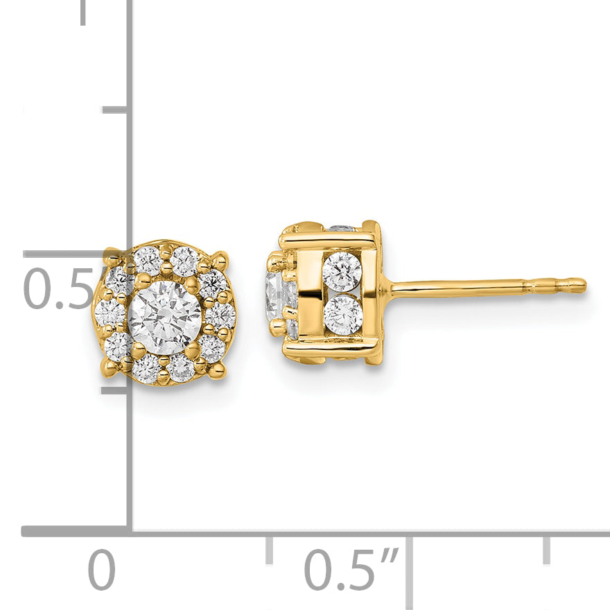 14K Yellow Gold 1 ct Lab-Created Diamond VS/SI+ G+ Halo Earrings