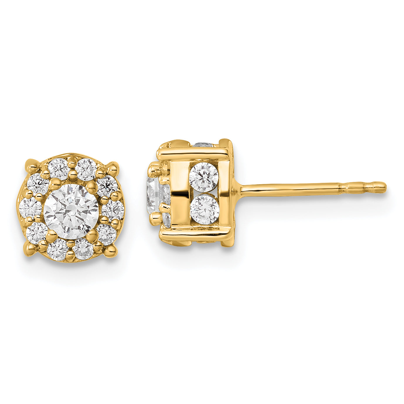 10K Yellow Gold 1 ct Lab-Created Diamond VS/SI+ G+ Halo Earrings Main image