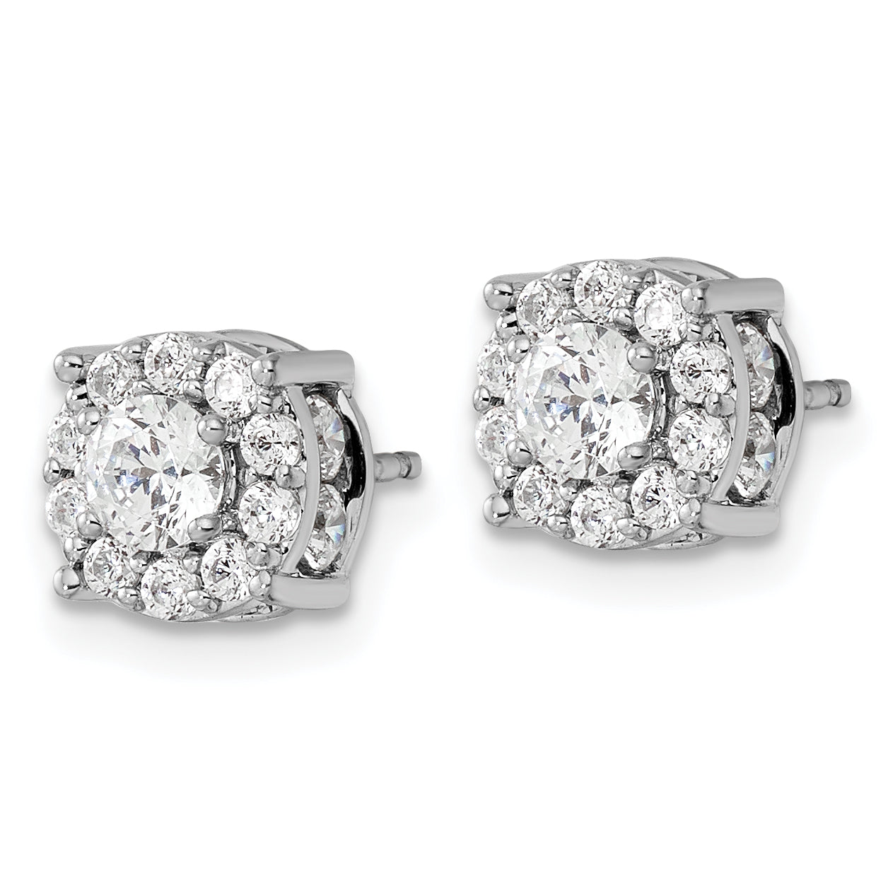 10k White Gold 1 1/2 carat Lab Grown Diamond VS/SI+ G+ Complete Round Fashion Halo Post Earrings Secondary image