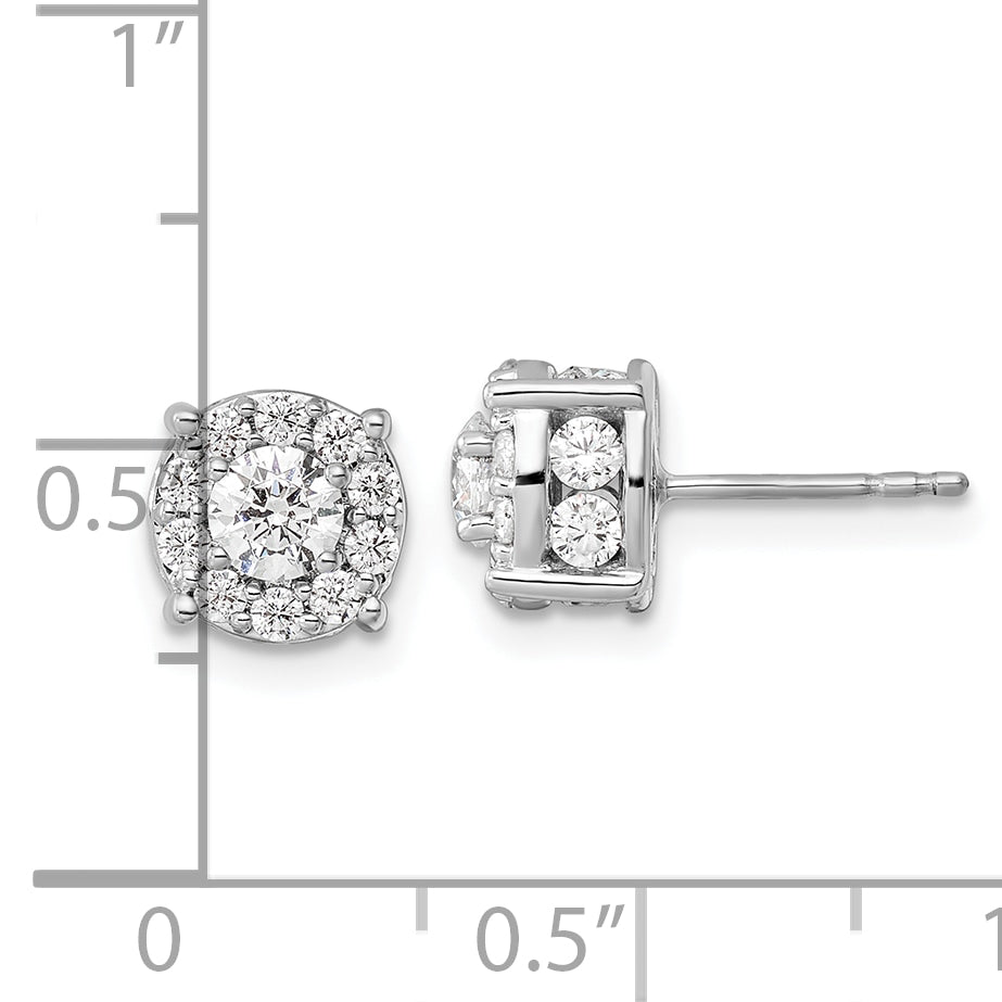 14k White Gold 1 1/2 carat Lab Grown Diamond VS/SI+ G+ Complete Round Fashion Halo Post Earrings