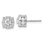 14k White Gold 1 1/2 carat Lab Grown Diamond VS/SI+ G+ Complete Round Fashion Halo Post Earrings