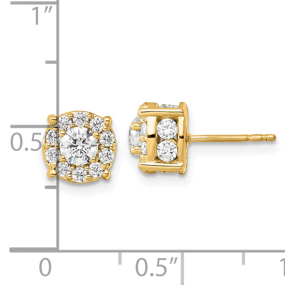 14K Yellow Gold 1 1/2 ct Lab-Created Diamond VS/SI+ G+ Halo Earrings