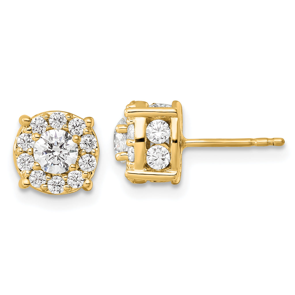 10K Yellow Gold 1 1/2 ct Lab-Created Diamond VS/SI+ G+ Halo Earrings