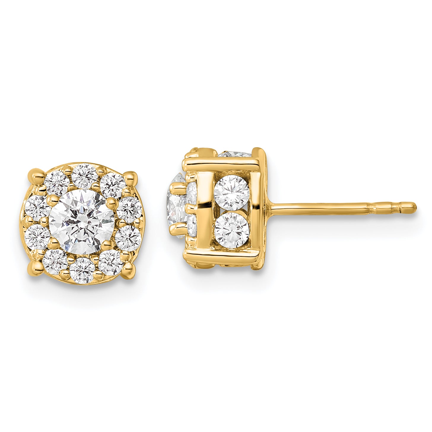 10K Yellow Gold 1 1/2 ct Lab-Created Diamond VS/SI+ G+ Halo Earrings
