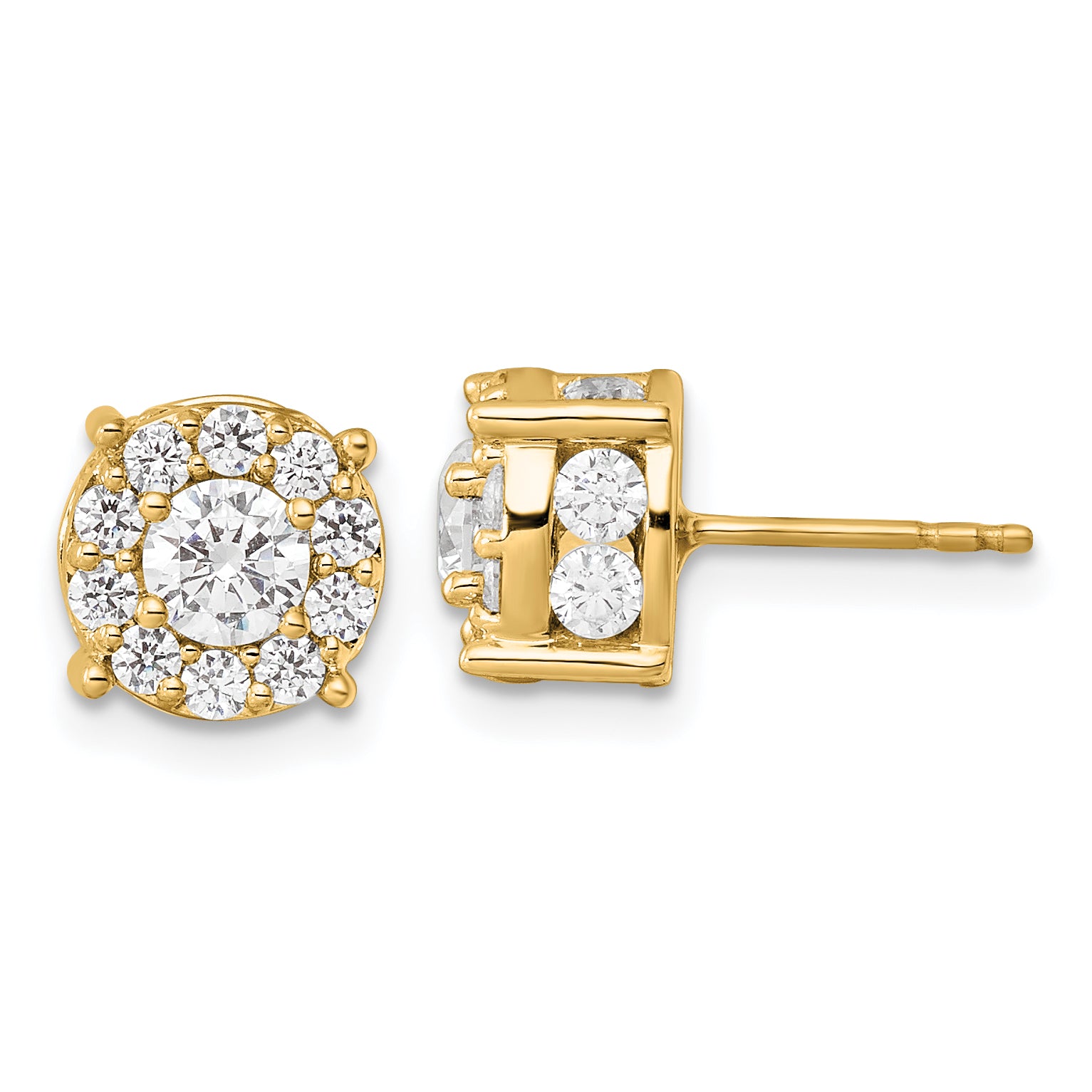 10K Yellow Gold 2 ct Lab-Created Diamond VS/SI+ G+ Halo Earrings