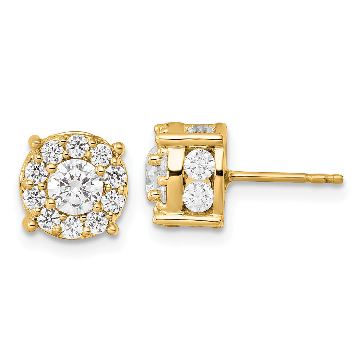 10K Yellow Gold 2 ct Lab-Created Diamond VS/SI+ G+ Halo Earrings