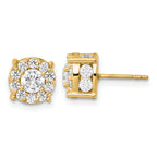 14K Yellow Gold 2 ct Lab-Created Diamond VS/SI+ G+ Halo Earrings