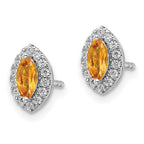 14k White Gold 1/5 carat Lab Grown Diamond VS/SI+ G+ and Citrine November Birthstone Post Earrings