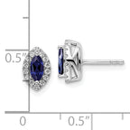 14k White Gold 1/5 carat Lab Grown Diamond VS/SI+ G+ and Lab Created Blue Sapphire September Birthstone Post Earrings