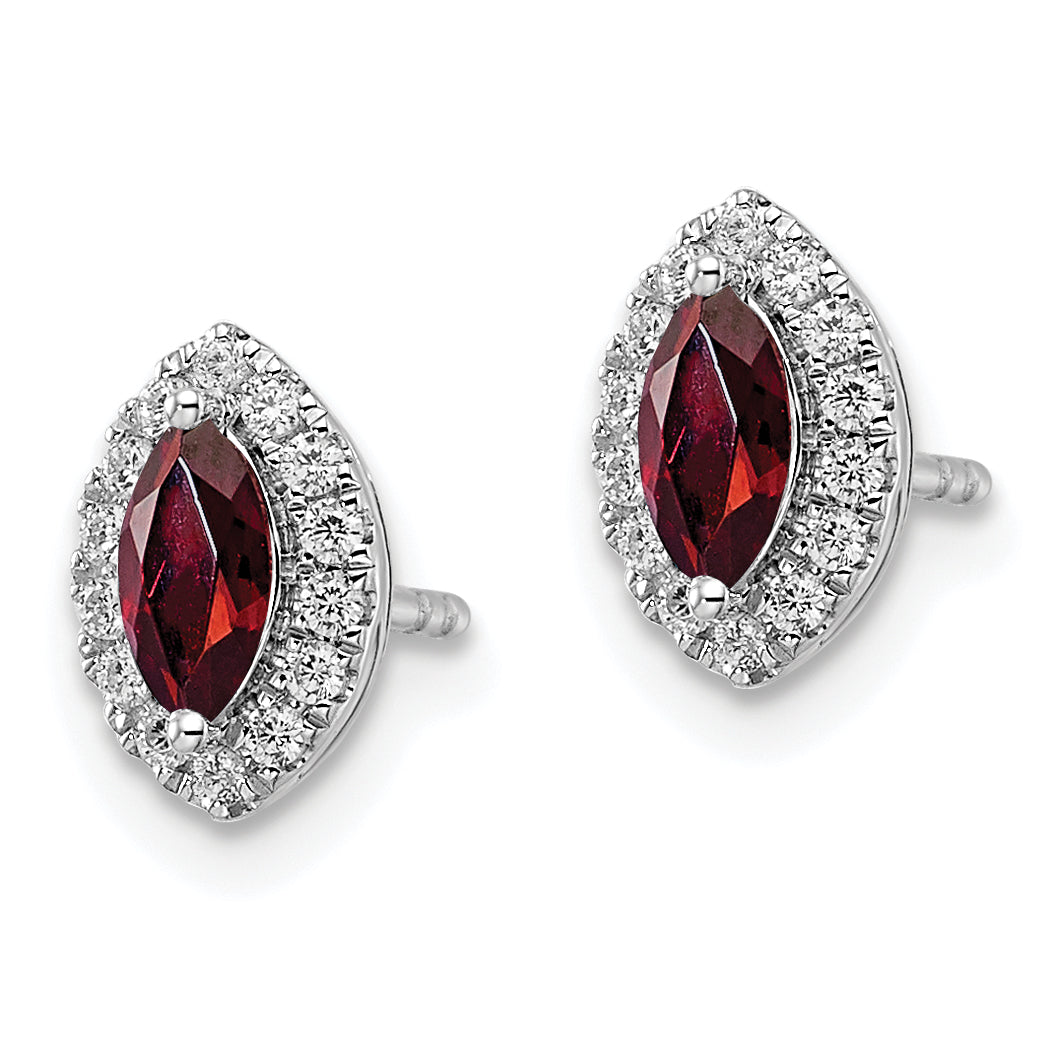 14k White Gold 1/5 carat Lab Grown Diamond VS/SI+ G+ and Garnet January Birthstone Post Earrings Secondary image