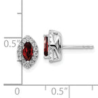 14k White Gold 1/5 carat Lab Grown Diamond VS/SI+ G+ and Garnet January Birthstone Post Earrings