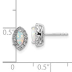 14k White Gold 1/5 carat Lab Grown Diamond VS/SI+ G+ and Lab Created Opal October Birthstone Post Earrings