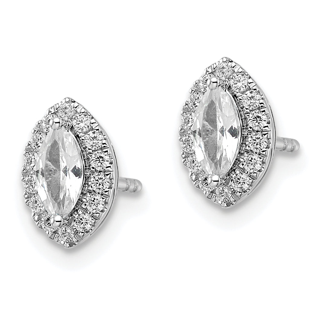 14k White Gold 1/5 carat Lab Grown Diamond VS/SI+ G+ and White Sapphire April Birthstone Post Earrings Secondary image
