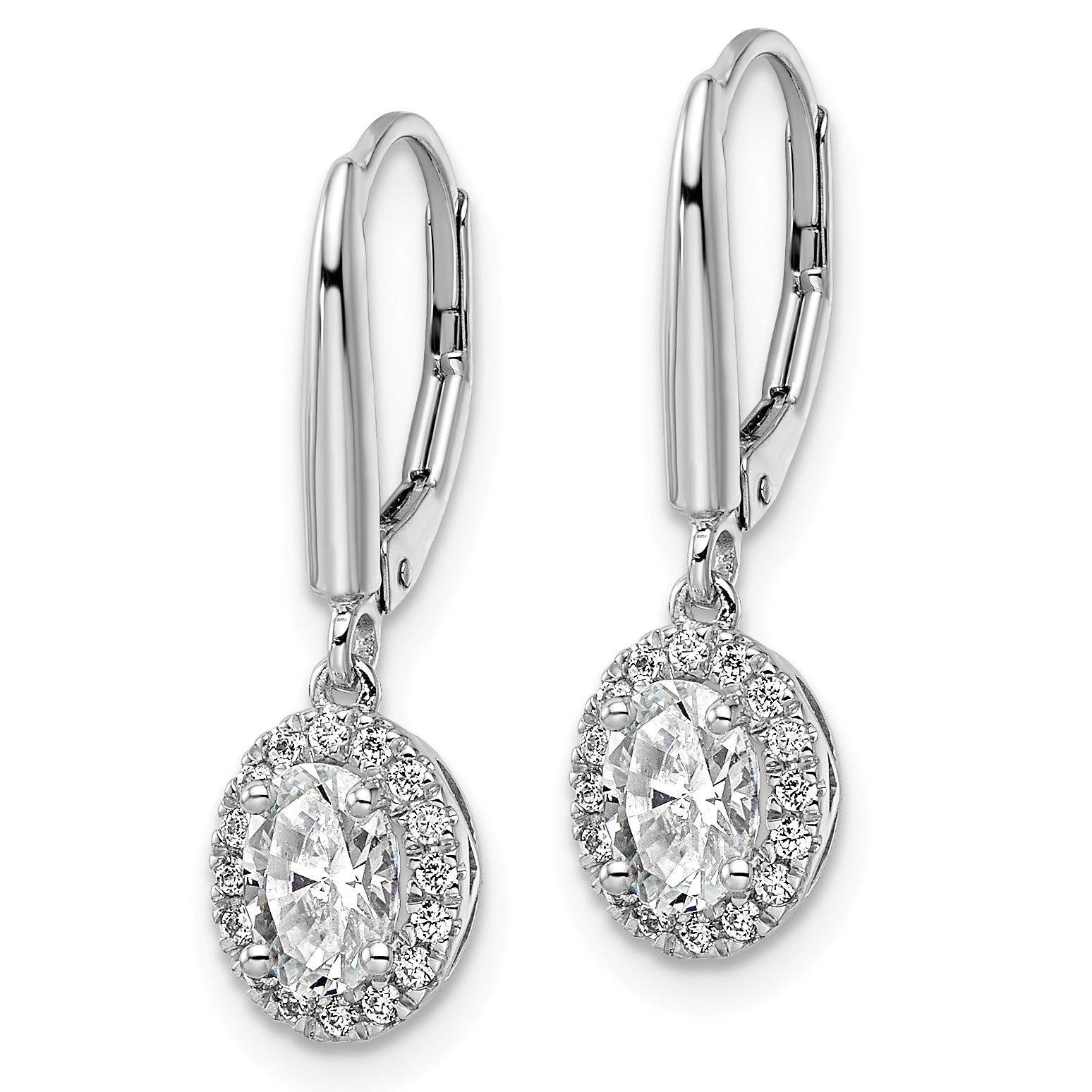 14k White Gold 1 1/5 carat Lab Grown Diamond VS/SI+ G+ Complete Oval Drop Leverback Earrings Secondary image
