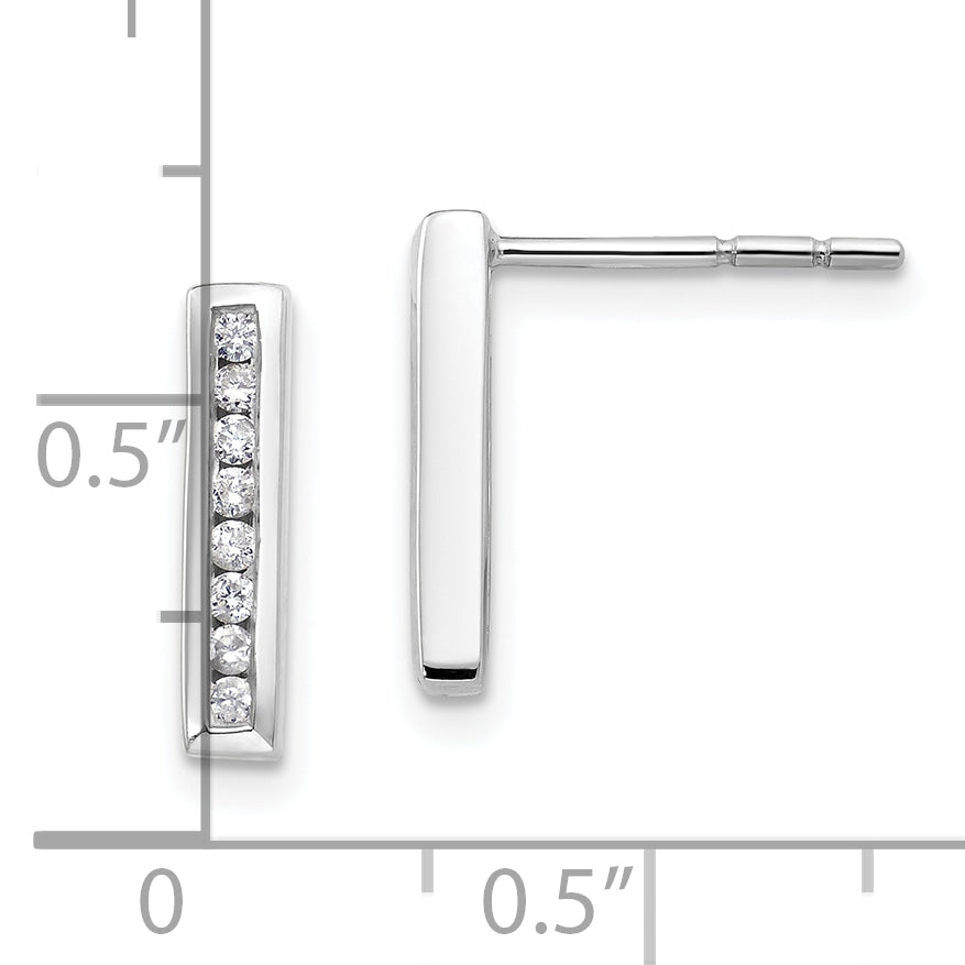 14k White Gold 1/6 carat Lab Grown Diamond VS/SI+ G+ Complete Vertical Bar Post Earrings