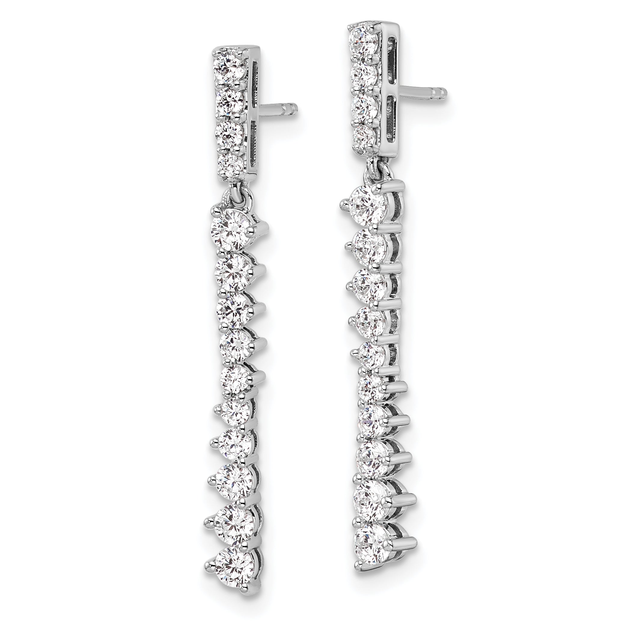 14k White Gold 1 carat Lab Grown Diamond VS/SI+ G+ Complete Dangle Post Earrings Secondary image