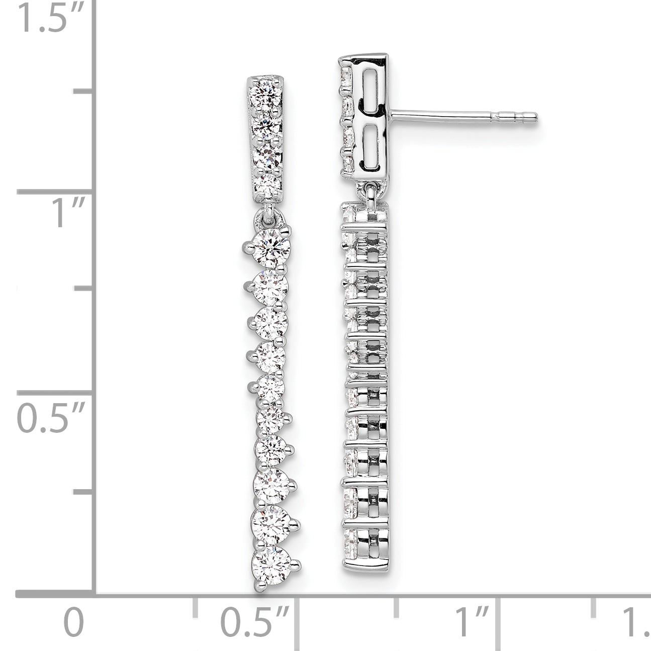 14k White Gold 1 carat Lab Grown Diamond VS/SI+ G+ Complete Dangle Post Earrings