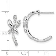 14K White Gold Lab Grown VS/SI+ G+ Dia Butterfly J-Hoop Earrings