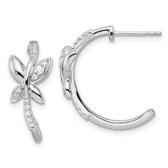 14K White Gold Lab Grown VS/SI+ G+ Dia Butterfly J-Hoop Earrings