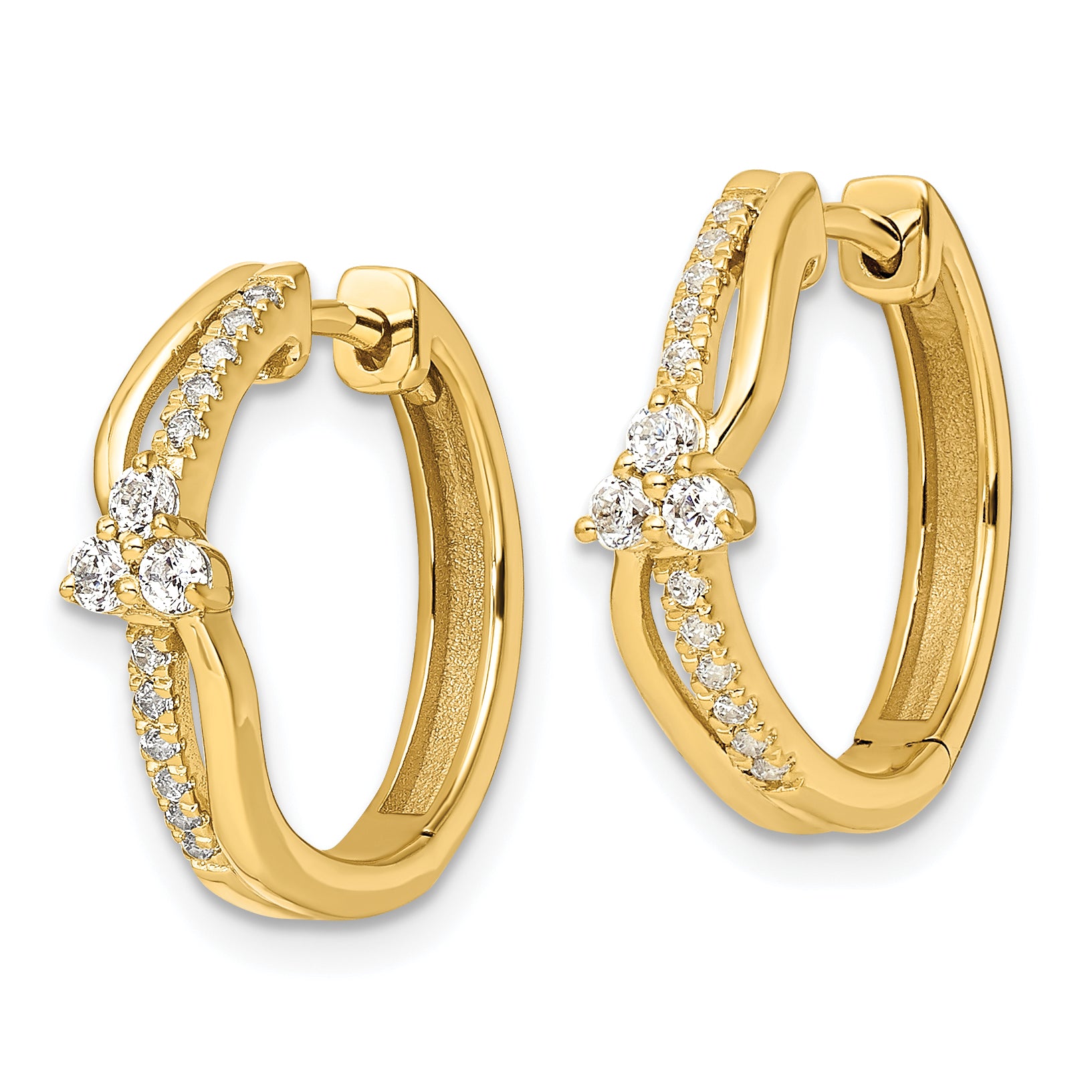 14k 1/3 carat Lab Grown Diamond VS/SI+ G+ Complete Fashion Hinged Hoop Earrings Secondary image