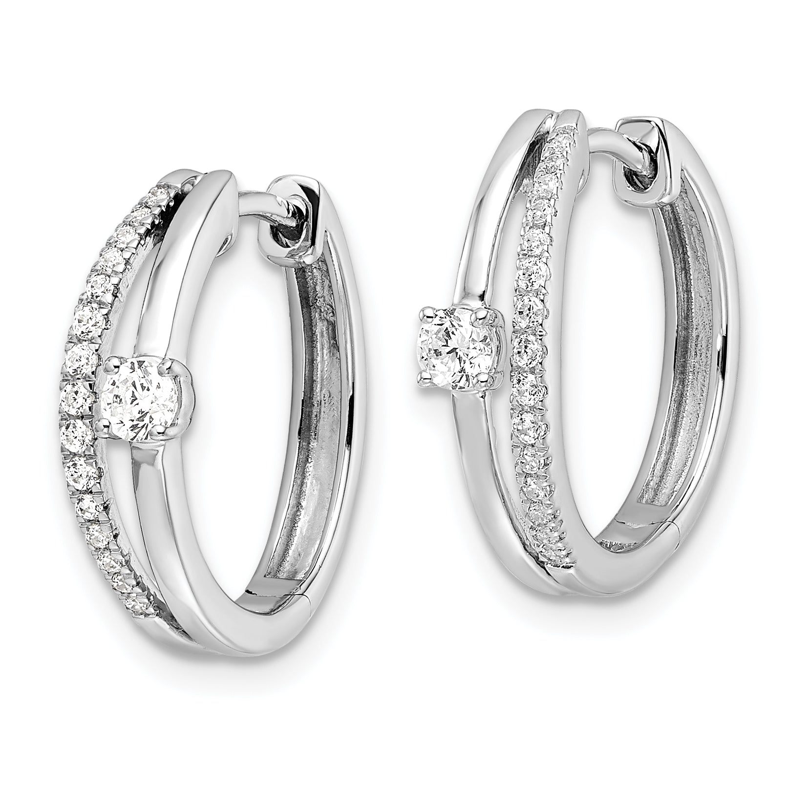 14k White Gold 3/8 carat Lab Grown Diamond VS/SI+ G+ Complete Fashion Hinged Hoop Earrings