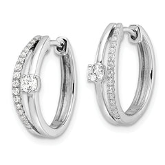 14k White Gold 3/8 carat Lab Grown Diamond VS/SI+ G+ Complete Fashion Hinged Hoop Earrings