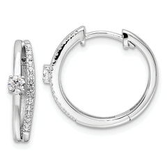 14k White Gold 3/8 carat Lab Grown Diamond VS/SI+ G+ Complete Fashion Hinged Hoop Earrings
