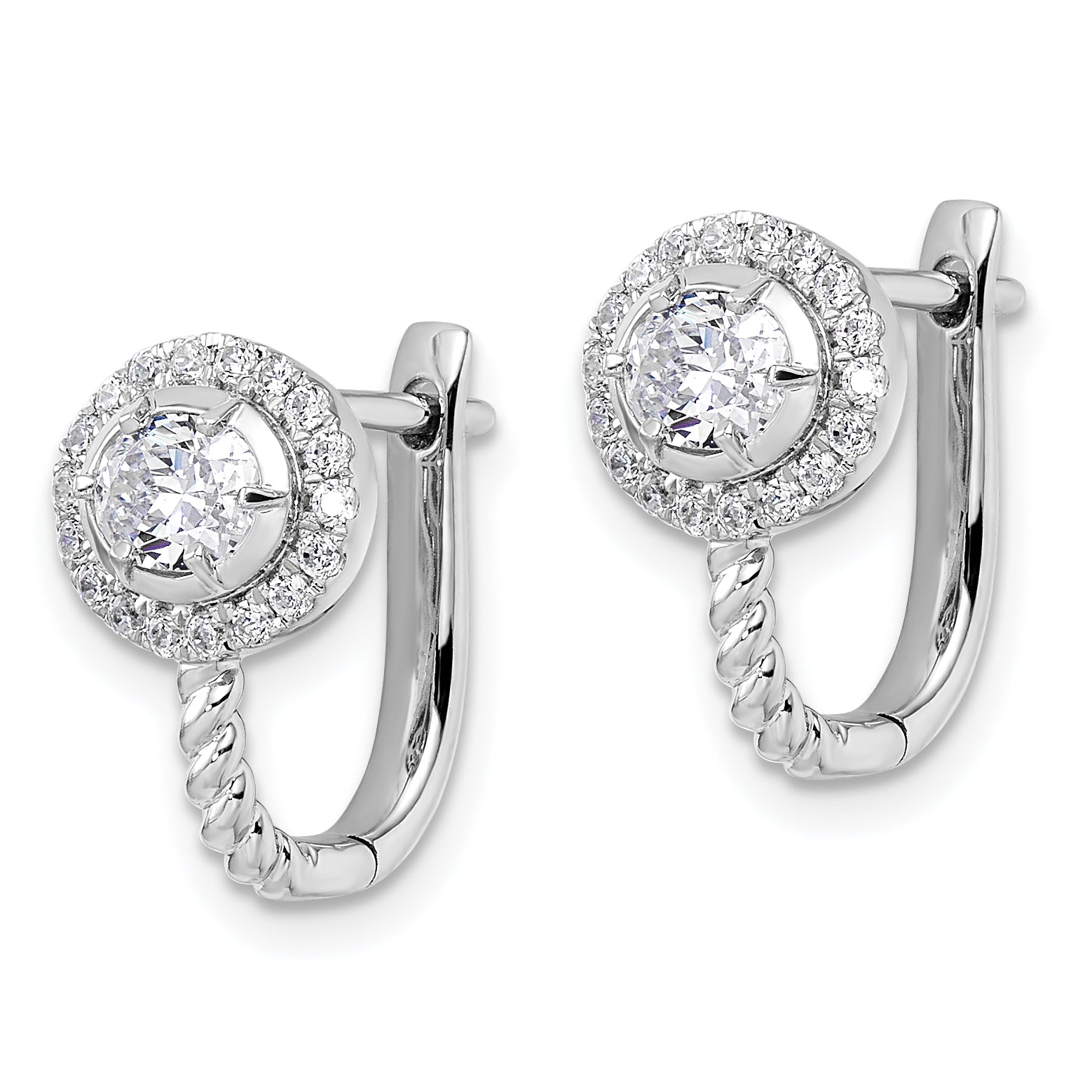 14k White Gold 7/8 carat Lab Grown Diamond VS/SI+ G+ Circle Hinged Hoop Earrings Secondary image
