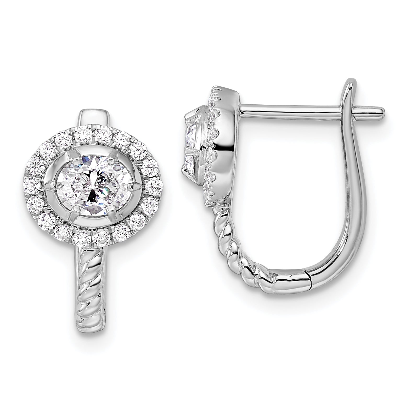 14k White Gold 7/8 carat Lab Grown Diamond VS/SI+ G+ Circle Hinged Hoop Earrings Main image