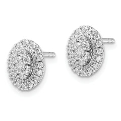 14k White Gold 1/2 carat Lab Grown Diamond VS/SI+ G+ Complete Oval Halo Post Earrings